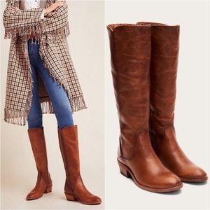 Leather Tall Riding Boots - Brown